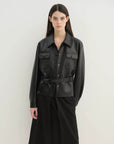 Letrans Women's Cropped Belted Leather Safari Jacket “Twilight Knight”