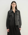 Letrans Women's Cropped Belted Leather Safari Jacket “Twilight Knight”