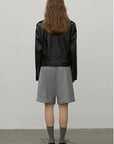 Letrans Women's Lambskin Leather Biker Jacket Cropped Retro Moto Style "Murasaki River"