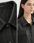 Letrans Women's Cropped Belted Leather Safari Jacket “Twilight Knight”