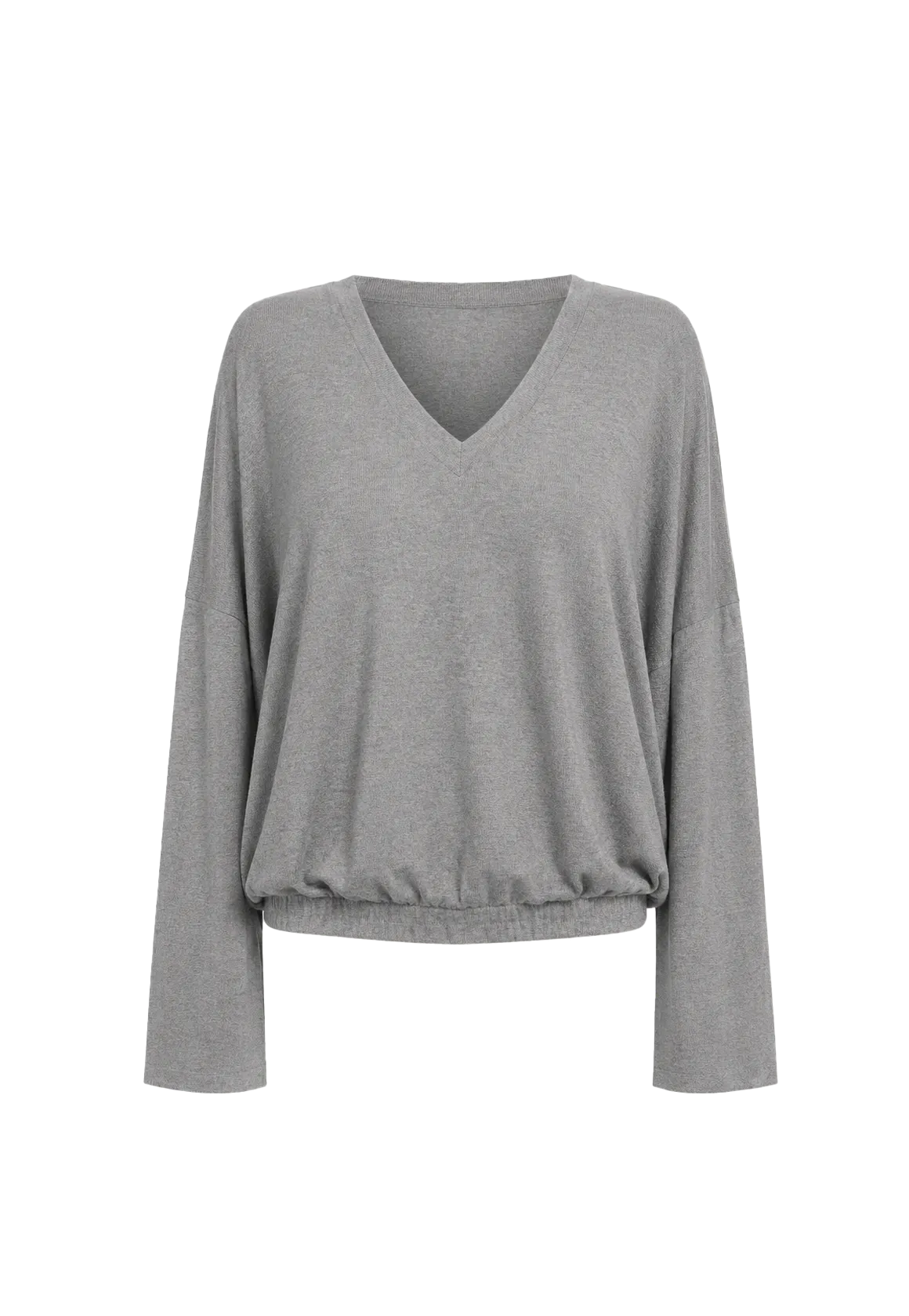 Machine washable Tencel wool V-neck two-wear elastic hem T-shirt bottoming shirt