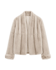 Margaret mid-century style contrasting color Rex rabbit coat