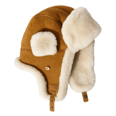 Unisex Merino wool and suede aviator hat in Dark Brown – cutout product view | Firelady Fur
