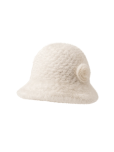 Mink Woven Fur Hat Women's Camellia Flower Bucket Hat