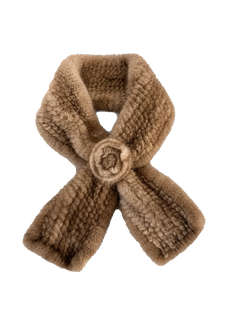 Firelady Fur women's coffee mink flower scarf on transparent background