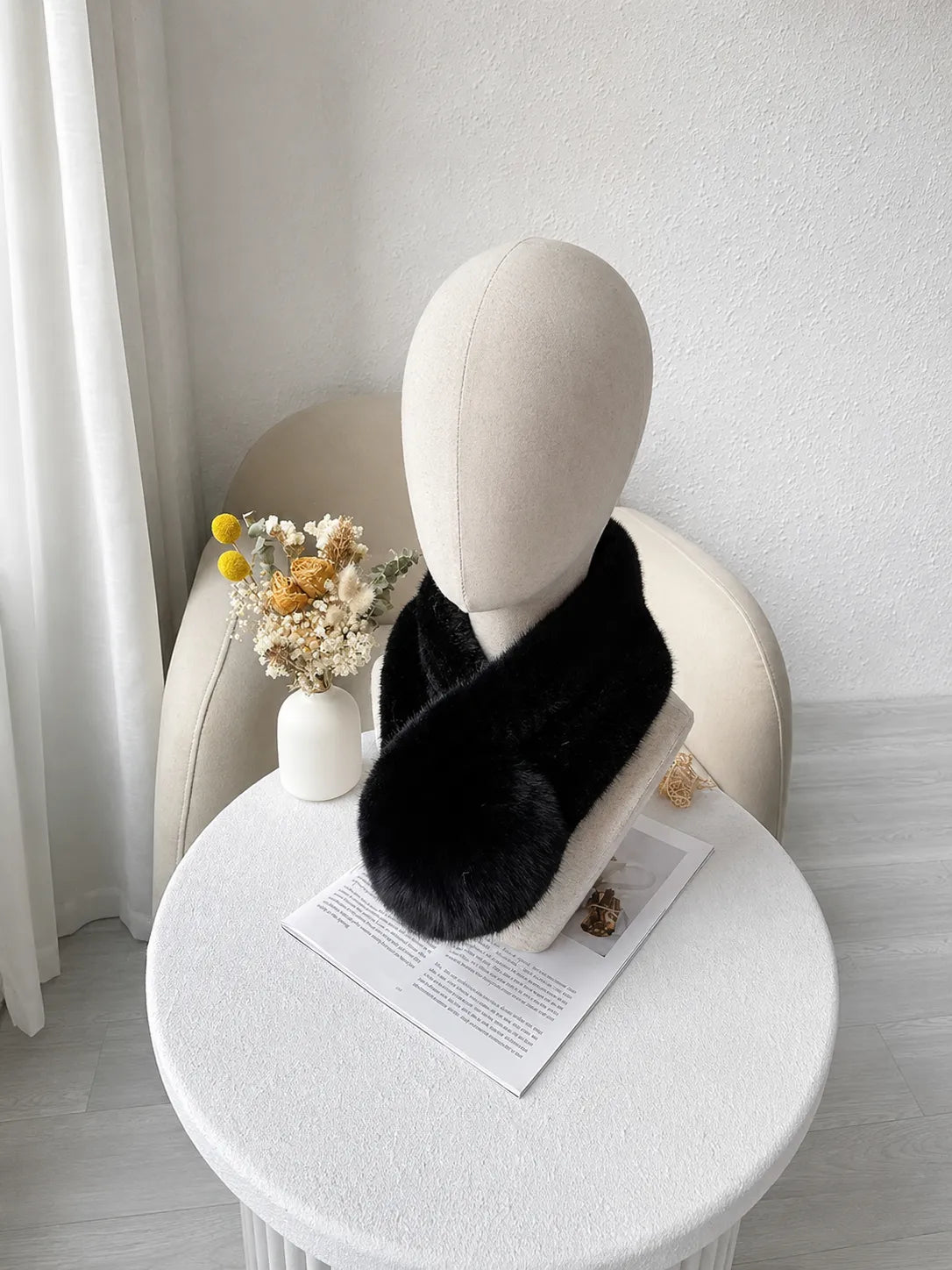 Mink fur scarf autumn and winter warm double-sided fox fur ball scarf