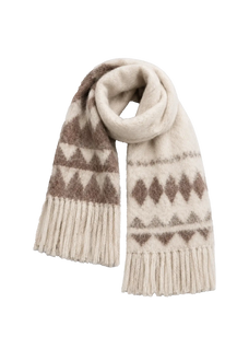 Gray Nepal alpaca wool jacquard tassel scarf product image - Fireladyfur