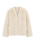 "Night in Paris" imported Toscana Shearing women's V-neck age-reducing lamb fur coat