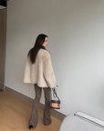 "Night in Paris" imported Toscana Shearing women's V-neck age-reducing lamb fur coat