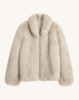 Polar Snow Casual Handmade Swoosh Printed Stand Up Lapel Fox Fur Coat