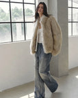 Polar Snow Casual Handmade Swoosh Printed Stand Up Lapel Fox Fur Coat