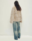 Polar Snow Casual Handmade Swoosh Printed Stand Up Lapel Fox Fur Coat