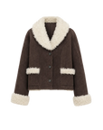 "Pure Era" imported high-quality lamb contrast color fruit collar short wool fur coat