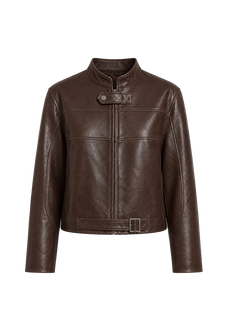 Caramel Mountain brown red two-tone sheepskin motorcycle jacket product cutout