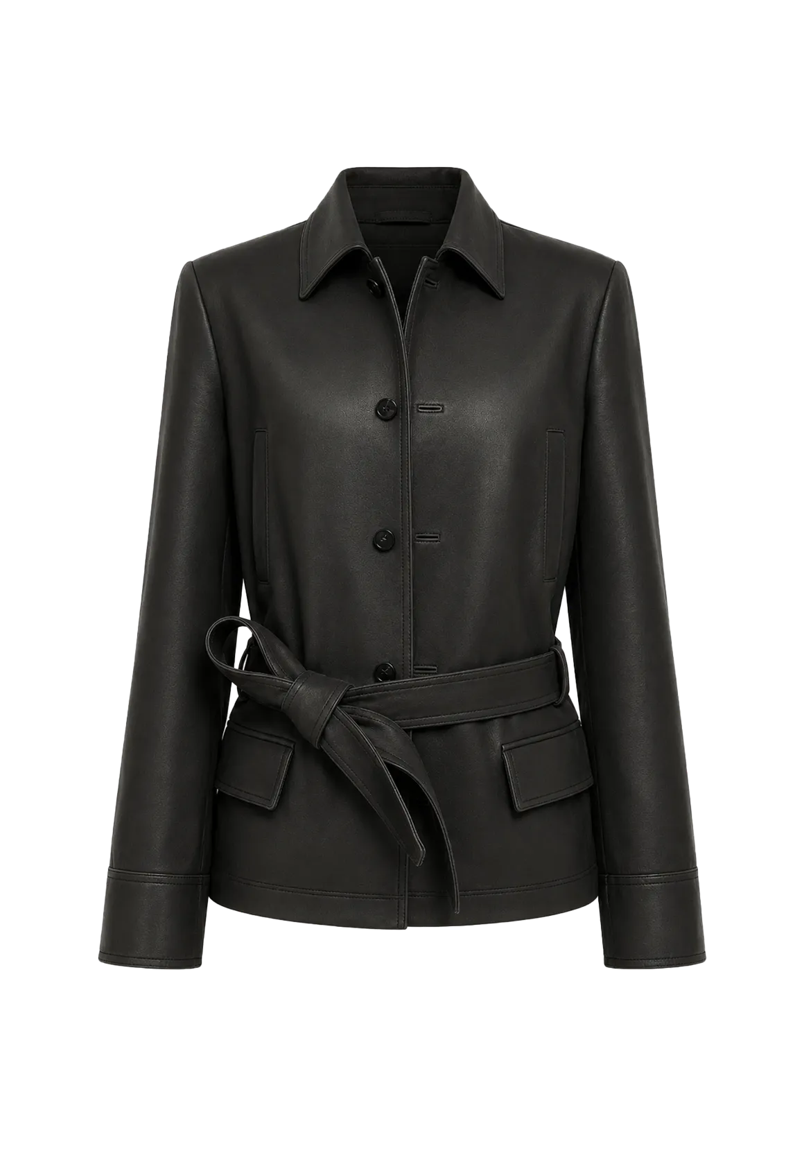 THE ARTM black lambskin leather jacket alternate product cutout