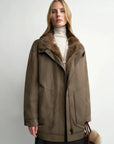 THE ARTM Women’s Detachable Fur Collar Nylon Down Parka – Water-Resistant Winter Coat