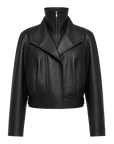 THE ARTM Women’s Double-Lapel Lambskin Leather Jacket, Premium Natural Material