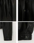 THE ARTM Women’s Double-Lapel Lambskin Leather Jacket, Premium Natural Material
