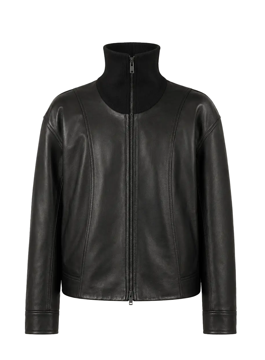 THE ARTM funnel neck leather jacket product cutout
