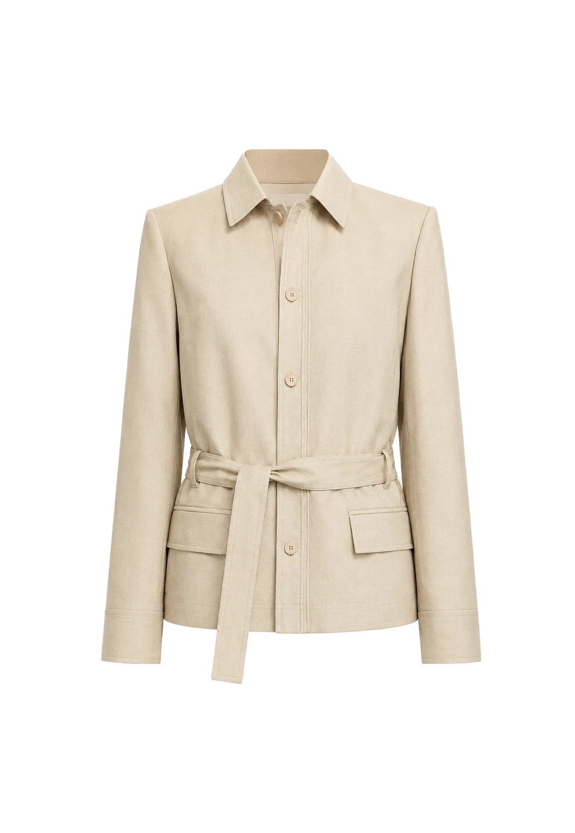 THE ARTM Women's Linen Blazer Jacket with Belt - Slim Fit Short Hunting Jacket for Spring