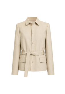 THE ARTM Women's Linen Blazer Jacket with Belt - Slim Fit Short Hunting Jacket for Spring