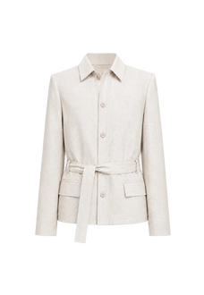 THE ARTM Women's Linen Blazer Jacket with Belt - Slim Fit Short Hunting Jacket for Spring