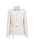 THE ARTM Women's Linen Blazer Jacket with Belt - Slim Fit Short Hunting Jacket for Spring