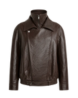 THE ARTM Women’s Sheepskin Leather Jacket, Lightweight, Vintage Double Lapel Style