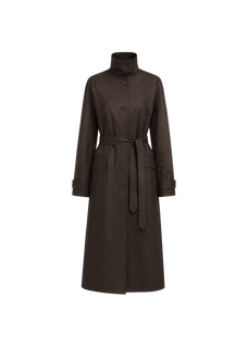 THE ARTM Women's Waxed Cotton Trench Coat - Long Belted Jacket with Plaid Lining