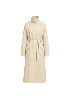 THE ARTM Women's Waxed Cotton Trench Coat - Long Belted Jacket with Plaid Lining