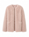 "Castle Dusk" V-neck Italian imported Tuscan curly wool sheepskin fur coat winter