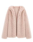 "Winter Snow" lazy silhouette hooded Toscana curly Shearing Coat winter