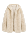 "Winter Snow" lazy silhouette hooded Toscana curly Shearing Coat winter