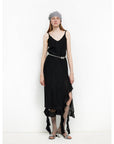 Acetate Mulberry Silk V - Neck Ruffled Draped Twist Strap Summer Dress "Rosy Ombre" - variant_title