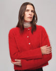 Albaca Alpaca Brushed Round Neck Straight Cardigan Women's Sweater - variant_title