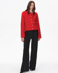 Albaca Alpaca Brushed Round Neck Straight Cardigan Women's Sweater - variant_title