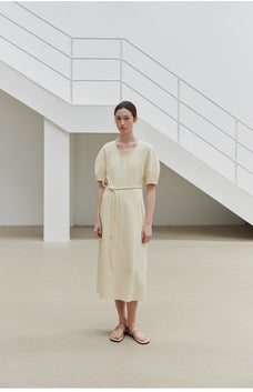 "April Story" 3D U - neck split waist curved skirt knitted dress for women - variant_title