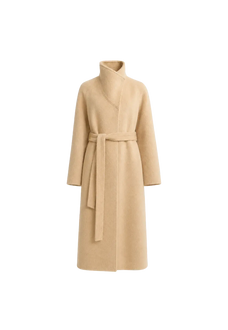 Architectural Grace alpaca wool A-line lapel long coat product image 01