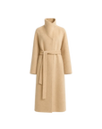Architectural Grace alpaca wool A-line lapel long coat product image 01