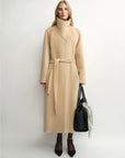 Architectural Grace alpaca wool A-line lapel long coat product image 02