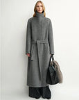 Architectural Grace alpaca wool A-line lapel long coat product image 04