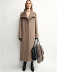 Architectural Grace alpaca wool A-line lapel long coat product image 06
