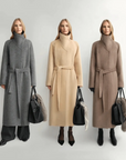 Architectural Grace alpaca wool A-line lapel long coat product image 07