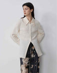 "Art Bubble" retro embossed bubble cotton satin stitching long - sleeved shirt - variant_title