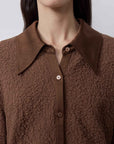 "Art Bubble" retro embossed bubble cotton satin stitching long - sleeved shirt - variant_title