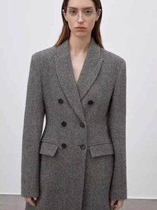 THE ARTM wool herringbone double-breasted blazer product image 05