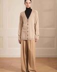 Australian merino wool loose V - neck wool knitted cardigan - variant_title