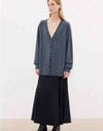 Australian merino wool loose V - neck wool knitted cardigan - variant_title