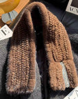 Autumn and winter warm double - sided woven rhinestone mink fur versatile temperament scarf - variant_title
