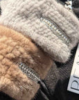 Autumn and winter warm double - sided woven rhinestone mink fur versatile temperament scarf - variant_title